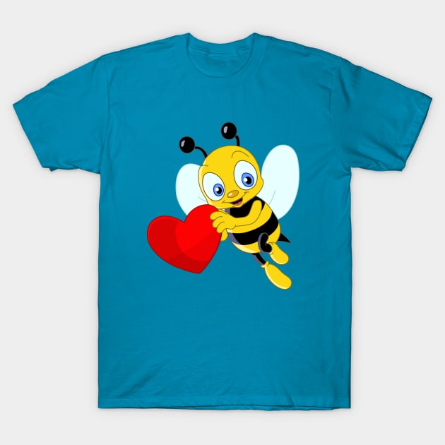 Cute Bee Valentine T-Shirt by DigiToonsTreasures